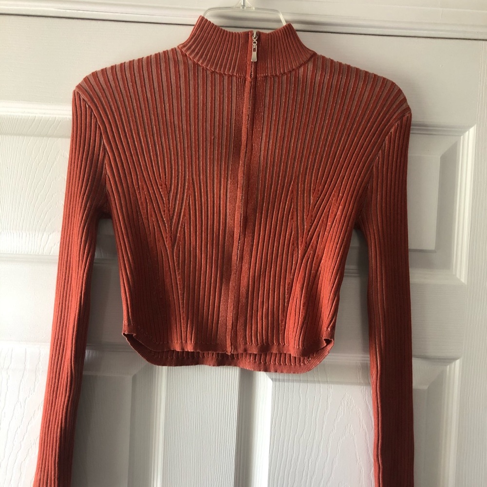 Fashion Nova Cropped Zip Up Sweater Sz M - Picture 4 of 5